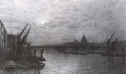 Atkinson Grimshaw The Thames by Moonlight with Southmark Bridge oil painting reproduction